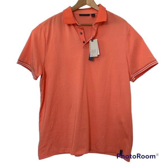 Perry Ellis Principles Mens XL SS Polo Shirt Moisture Wicking Coral Orange $59 - Picture 1 of 6